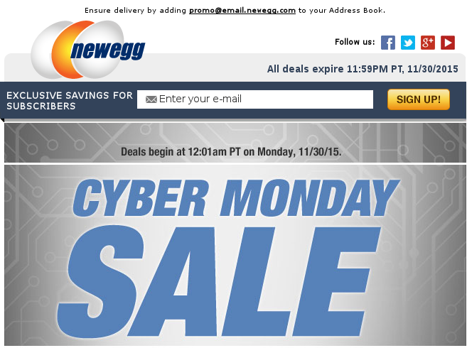 Cyber Monday Fail: NewEgg’s Black Friday/Cyber Monday Promotion Breaks Their Website | What is ...